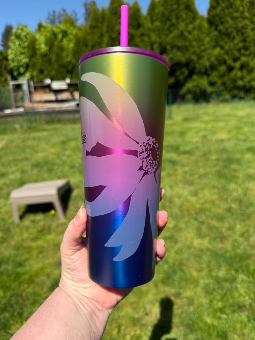 Stainless Starbucks Ombré With Flower Tumbler